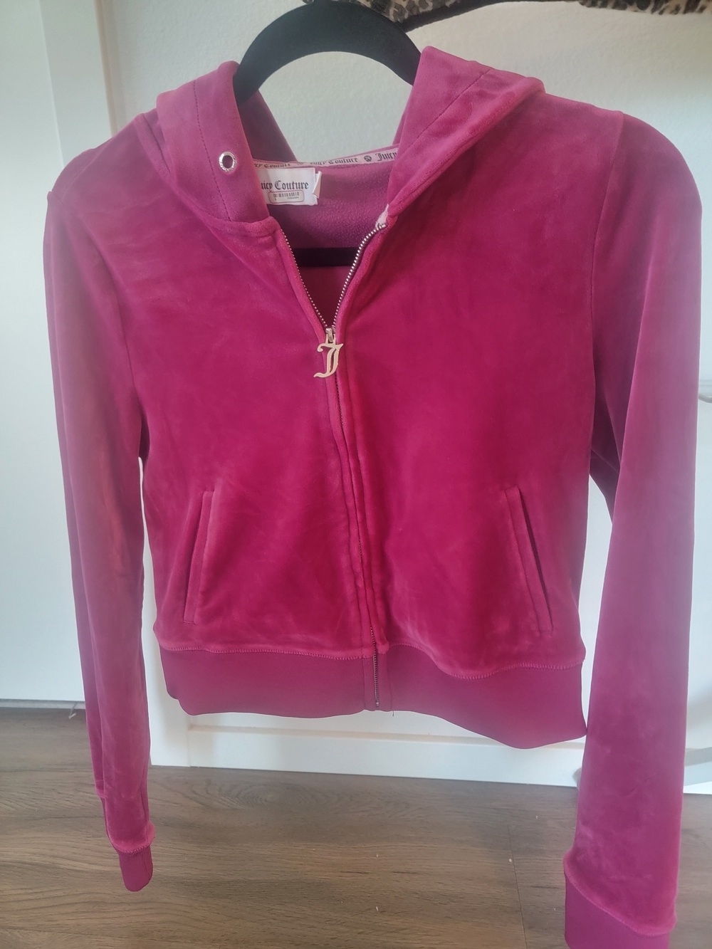 Juicy Couture Berry Pink Velour Zip Hoodie Jacket